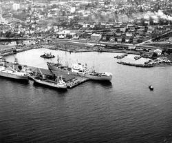 Flyfoto av havneområdet i Moss.