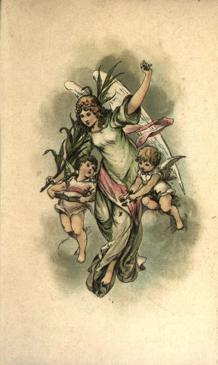 Julekort. To englemotiv samt juledikt.