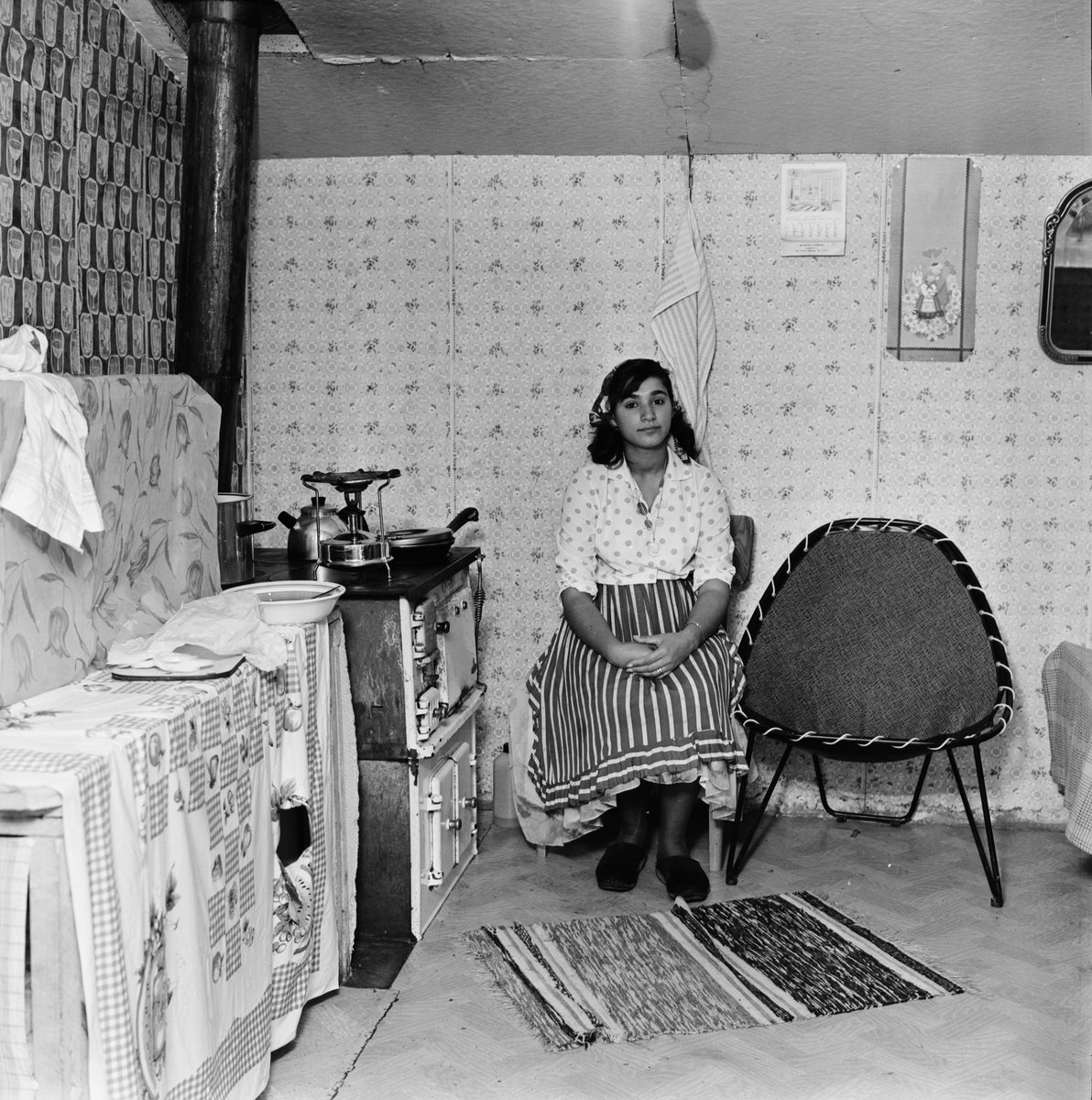 Paprika Taikon i bostaden, ett skjul på Kungsängsvägen, Boländerna, Uppsala 1964