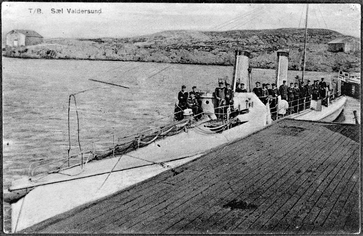 Torpedobåten "Sæl". Torpedobåtene hadde fast plass i Vallersund under 1. verdenskrig.