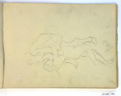 Akt kvinne og mann, basketak [Tegning]