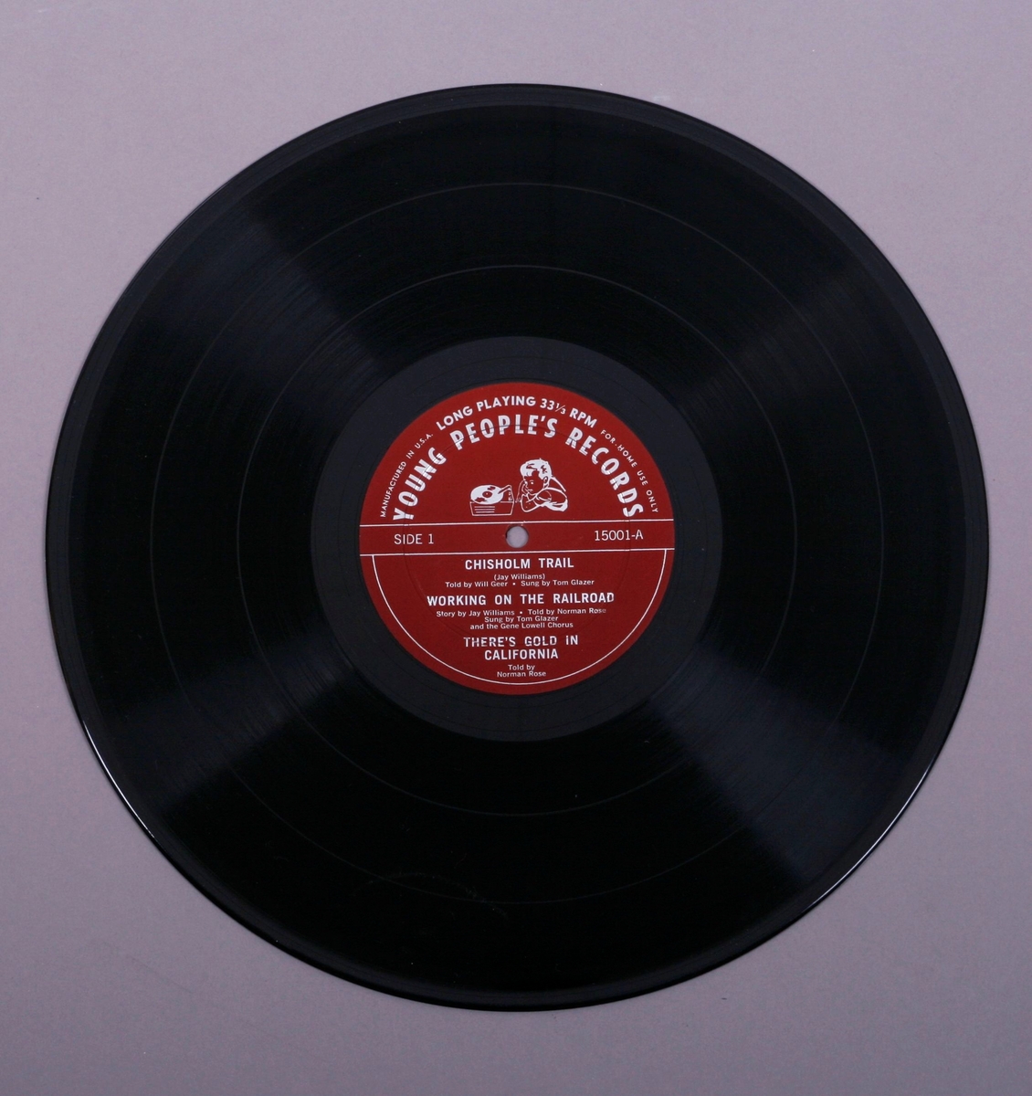 Grammofonplate i svart vinyl og plateomslag i papp. Plata ligger i en uoriginal plast- og papirlomme merket "Angel Records".
