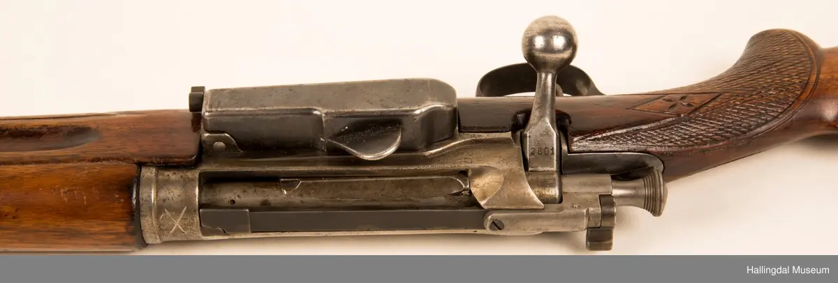 Utskjært motiv: Jeger med hund.