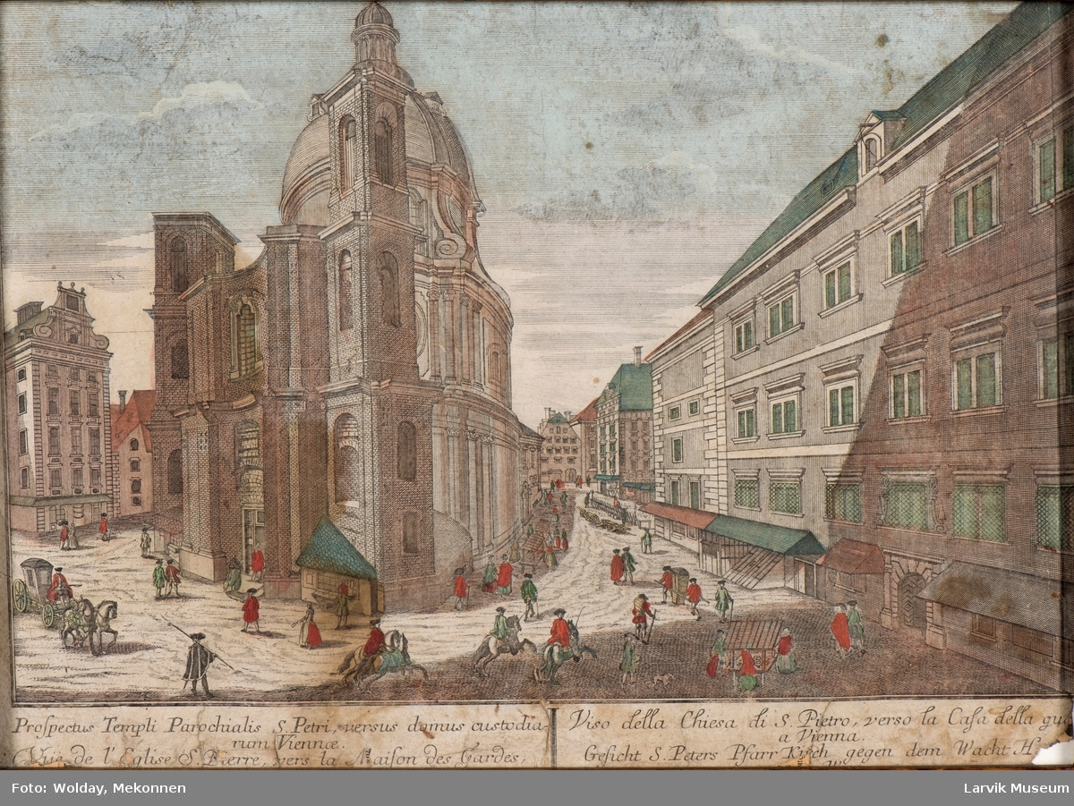 Prospekt over Peterskirke mot tollbod  i Wien