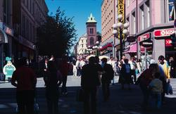 Karl Johans gate mellom Skippergata og Dronningens gate.