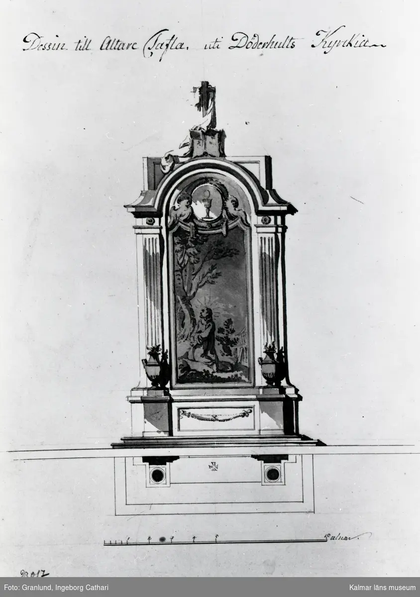 Förslag till altaruppsats i Döderhults kyrka, Jean E. Rehn.