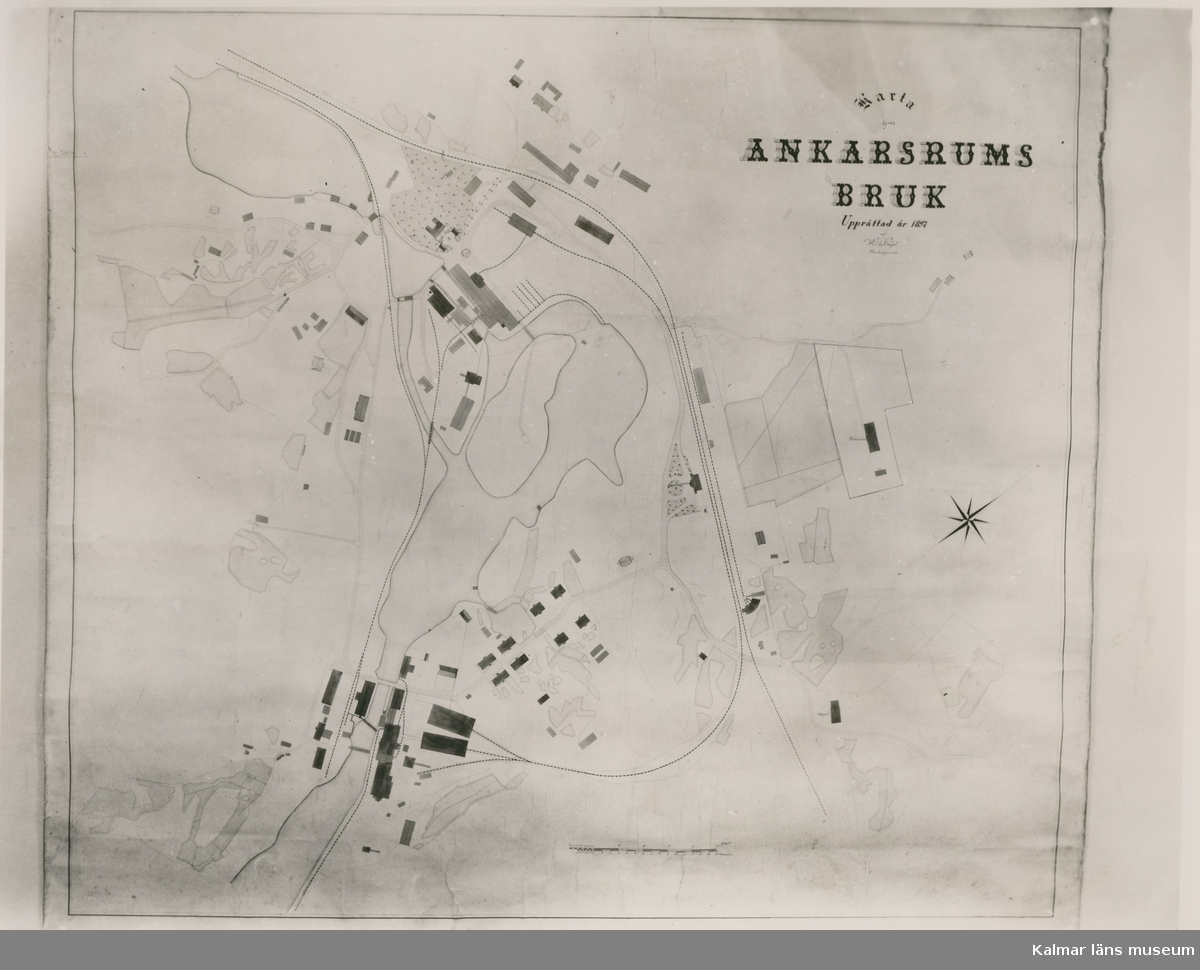Karta över Ankarsrums bruk, upprättad år 1897.