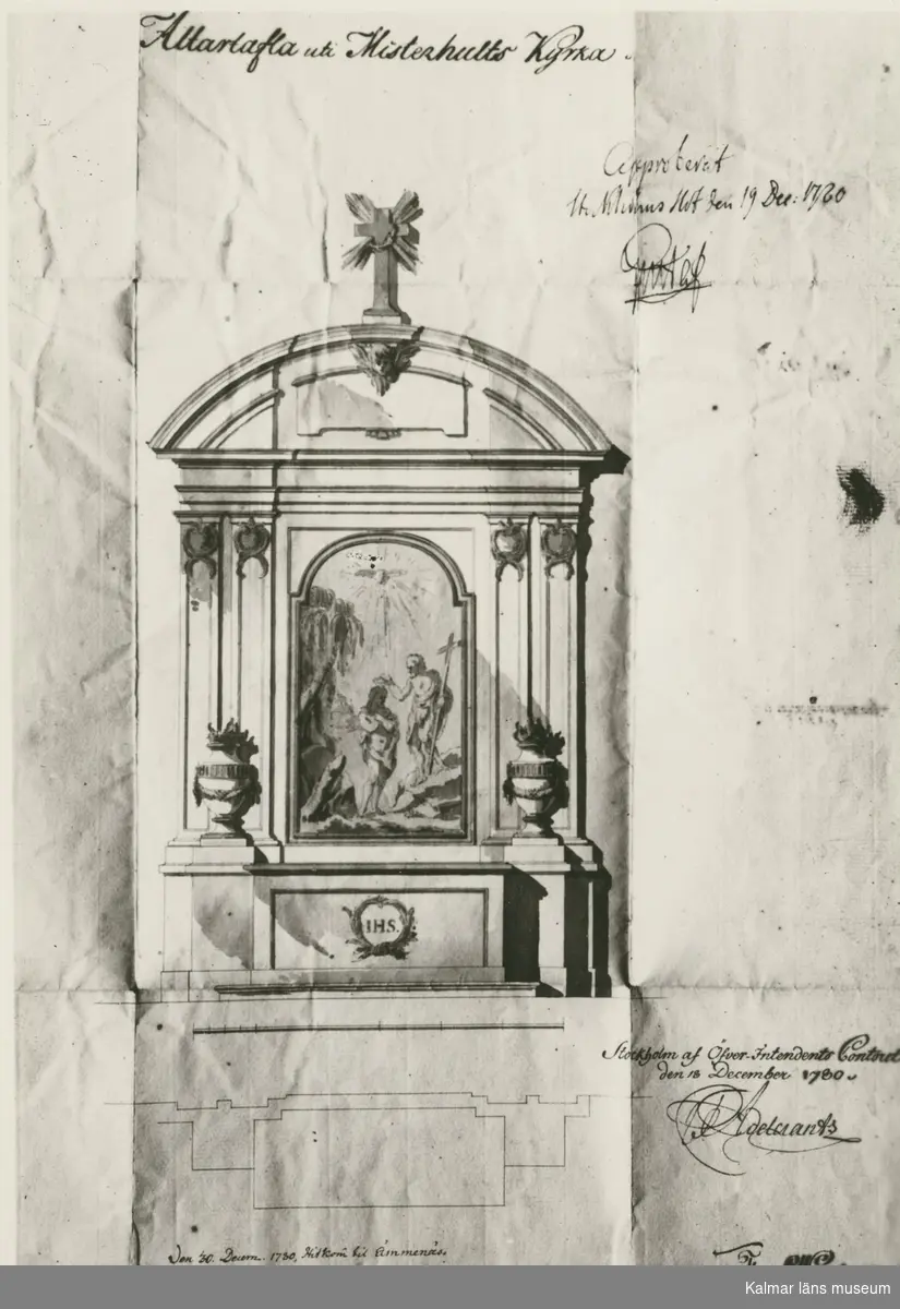Foto efter ritning i kyrkans arkiv.