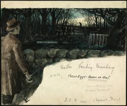 Illustrasjon til novelle av P. Egge [tegning]