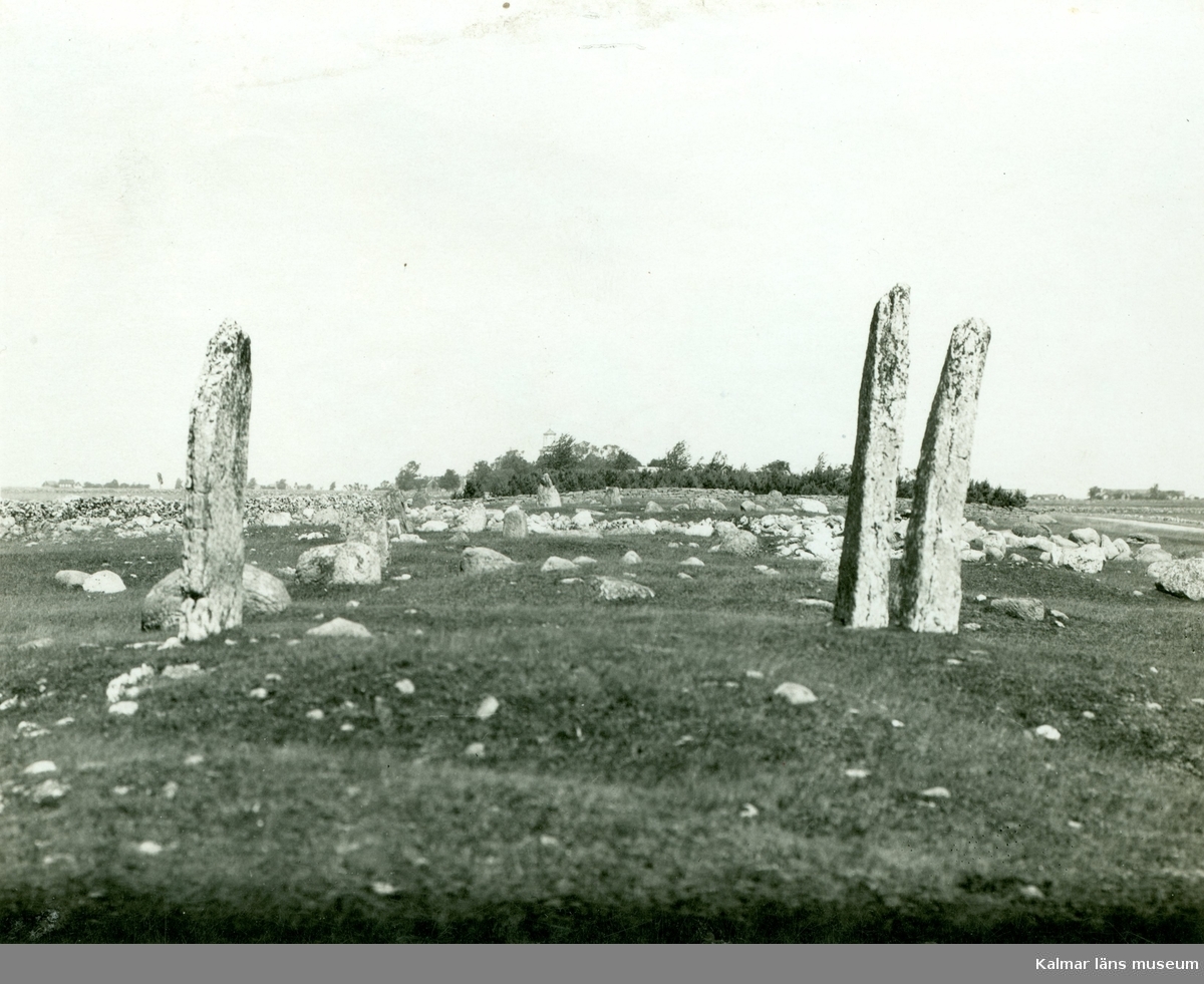 Resta stenar vid gravfält från järnåldern i Seby.