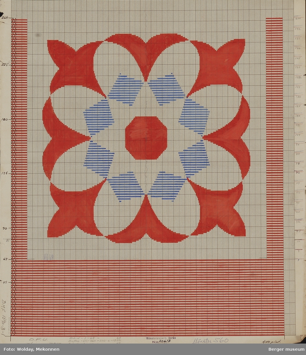 Franske liljer i et firkantet stilisert mønster
(Til pledd/teppe)




