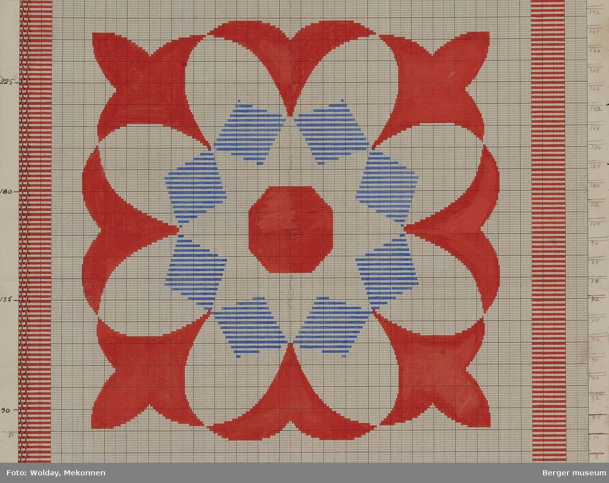 Franske liljer i et firkantet stilisert mønster
(Til pledd/teppe)




