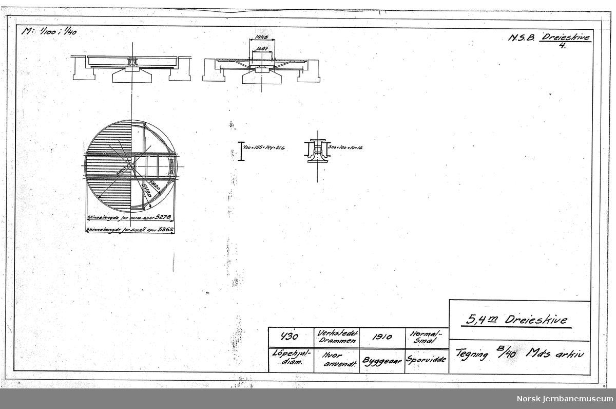 Oversiktstegninger fra NSB Verkstedkontoret
10 tegninger av svingskiver på jernbaneverkstedene