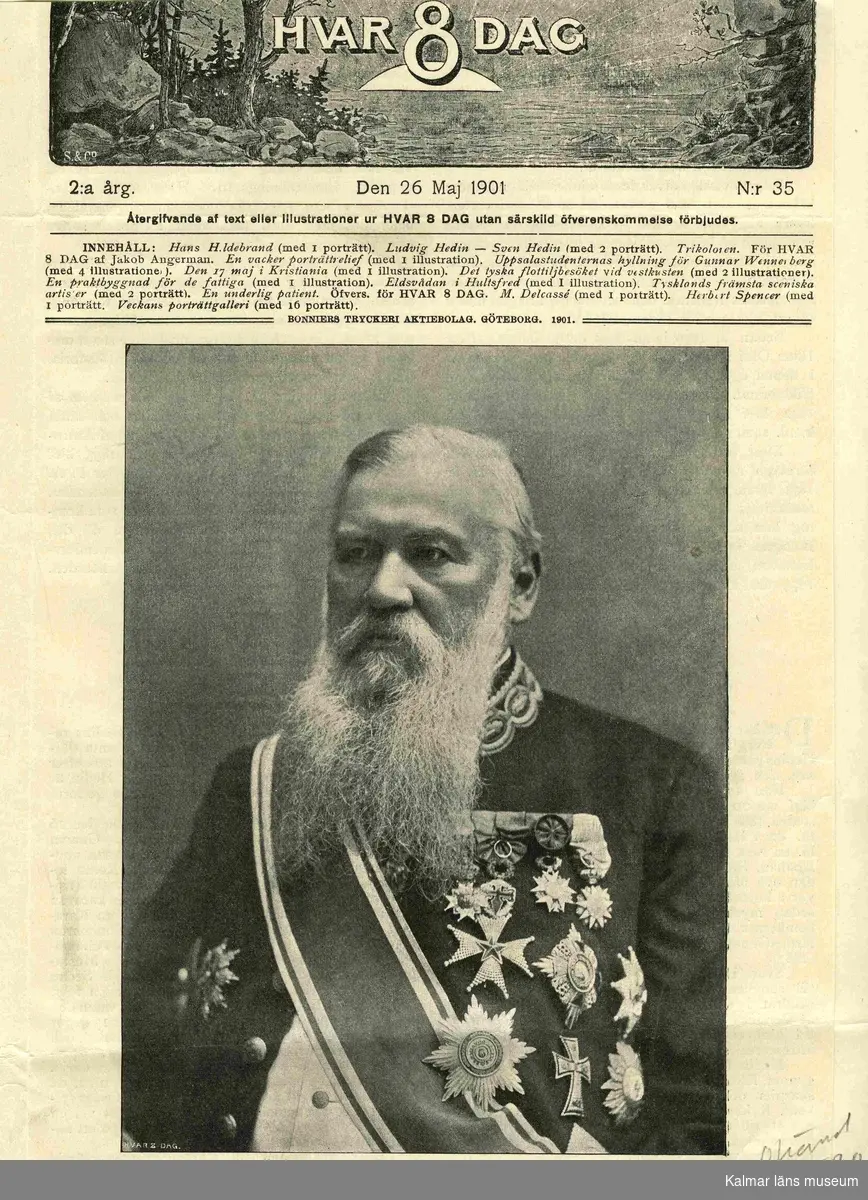 Ur Hvar 8 Dag den 26 Maj 1901: Riksantikvarien Hans Hildebrand.