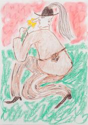 Gardemann med hestehår og rose #1 [Tegning]