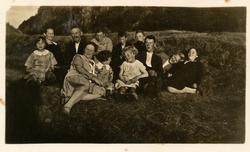 Gruppe, ant familie. tolv personer med barn og voksne som si