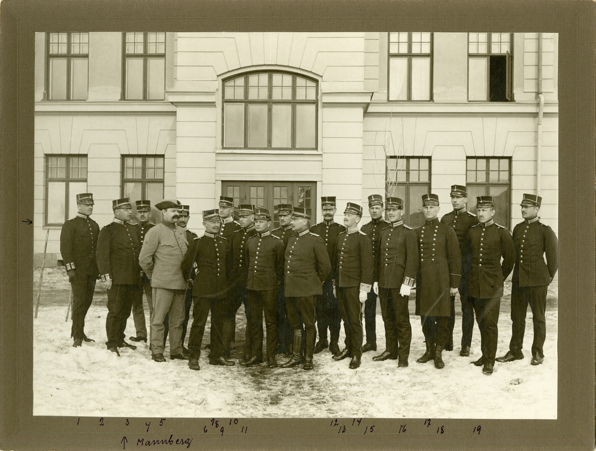 Skidlöparskolans officerare vintern 1910-1911.
För namn, se bild nr. 3.