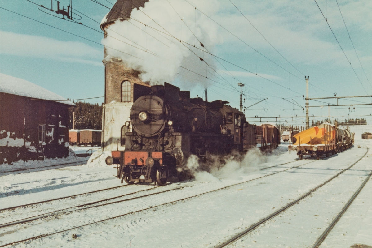 Godstog Fra Skreia På Eina Stasjon, Trukket Av Damplokomotive Type 31b 