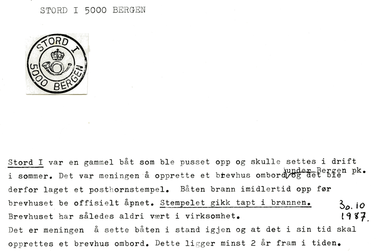 Stempelkatalog 5400 Stord, Stord, Hordaland