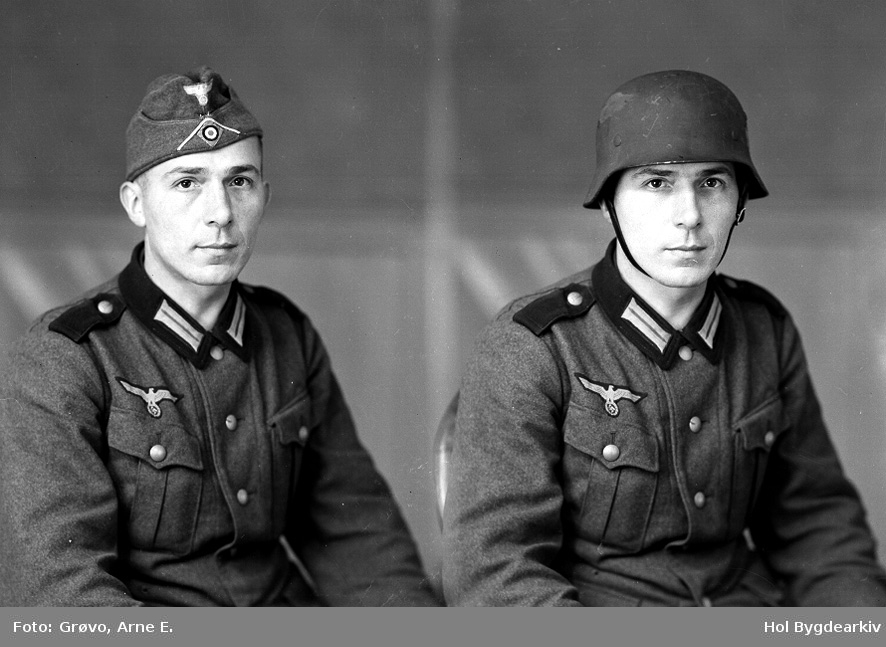 Portrett2B, mann, tysk offiser, uniform, krigshjelm, militær