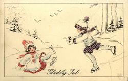 Julekort. Jule- og nyttårshilsen. Vintermotiv. Landskap.To p