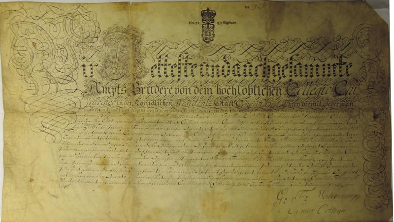 tysk skinnbrev fra 1759