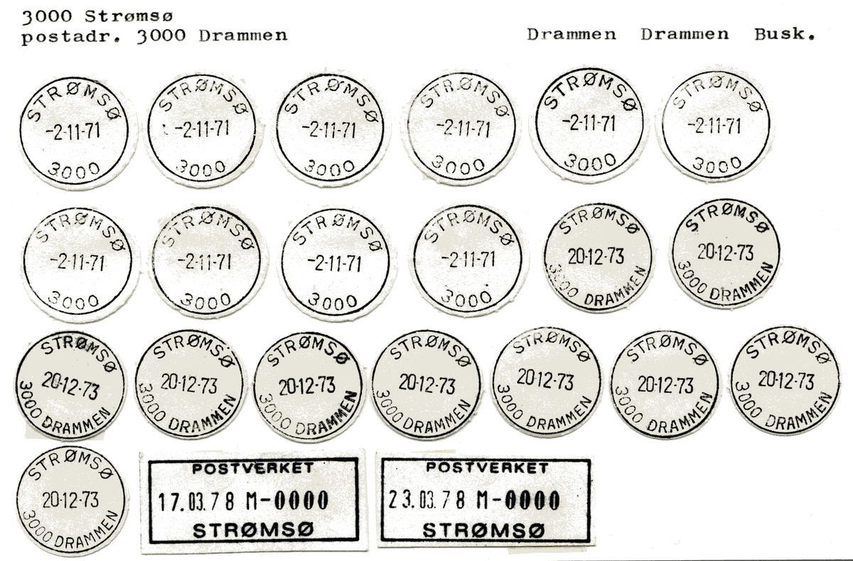 Stempelkatalog Strømsø 3000 Drammen, Drammen kommune, Buskerud
