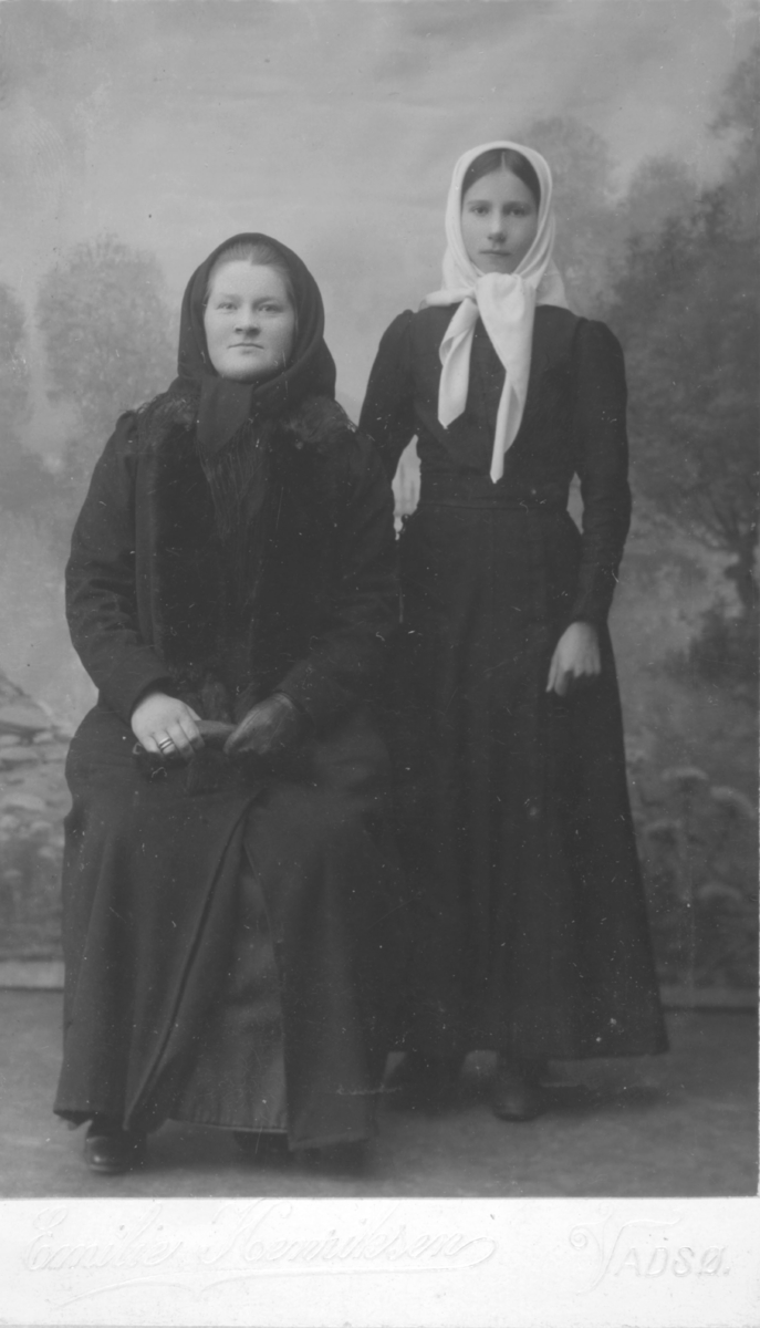 Album med portrettbilder. Albumet har tilhørt Aksel Konrad Mikkola og hans hustru Kathinka Marie, f. Mikkelsen. Det er nå i Solbjørg Mikkolas eie. Navnene til de portretterte er for en stor del ukjente, men mange er fra Neiden og Sør-Varanger. Kathinka kom opprinnelig fra Lofoten, og en del av bildene viser hennes familie i Nordland