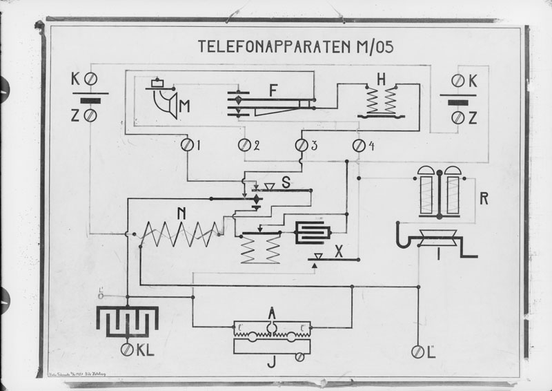 Kopplingsschema, Telefonapparat m/05