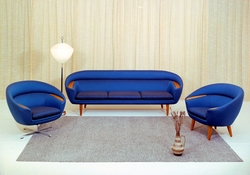 Salong. Sofagruppe med sofa og lenestolar.