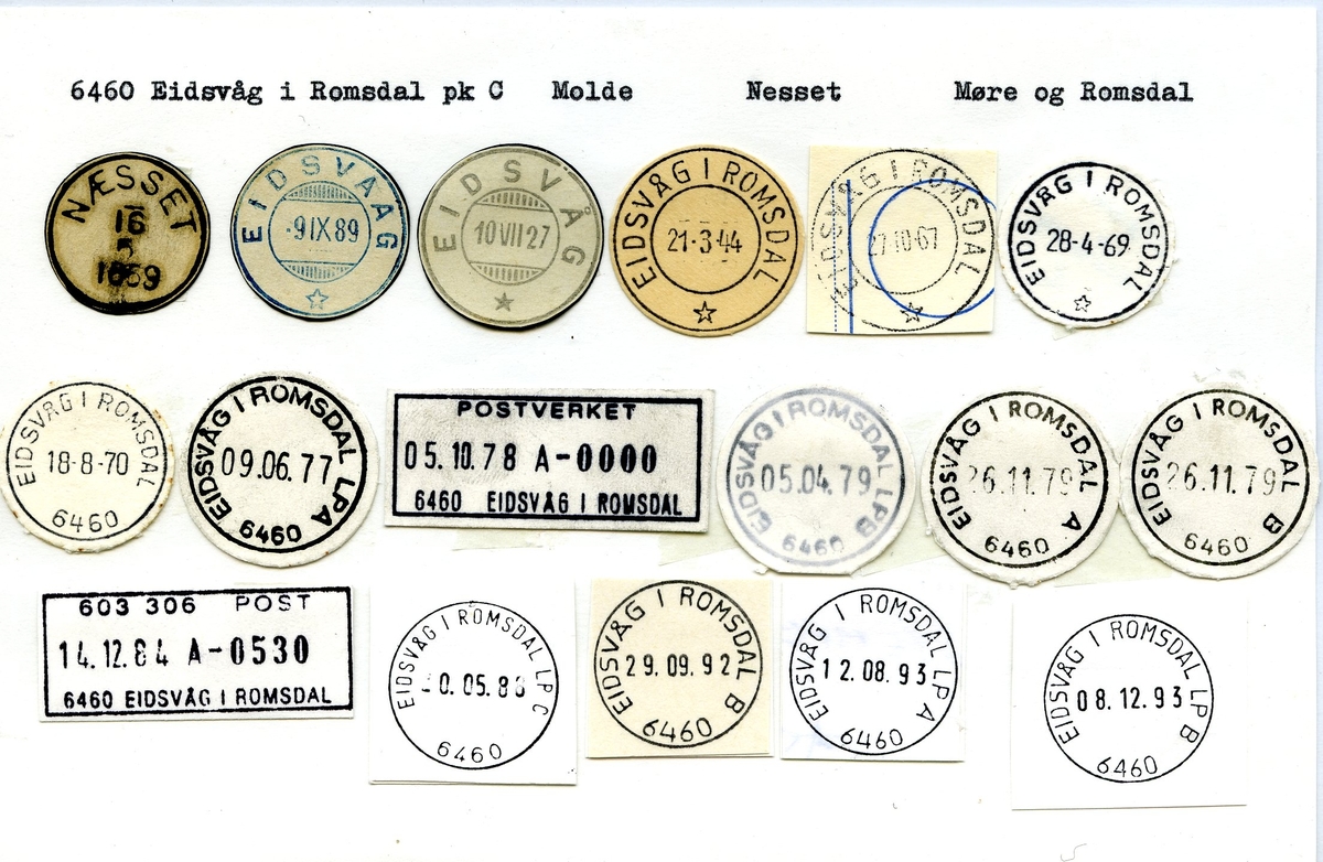 Stempelkatalog, 6460 Eidsvåg i Romsdal, Molde, Nesset, Møre og Romsdal