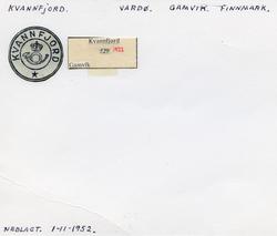 Stempelkatalog Kvannfjord, Vardø, Gamvik, Finnmark