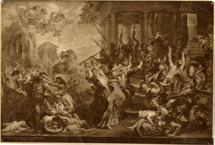 Tryck.
Tryck efter målning av P.P. Rubens, "Barnamorden i Betlehem".
Originalmålningen finns i Alte Pinakothek i München.