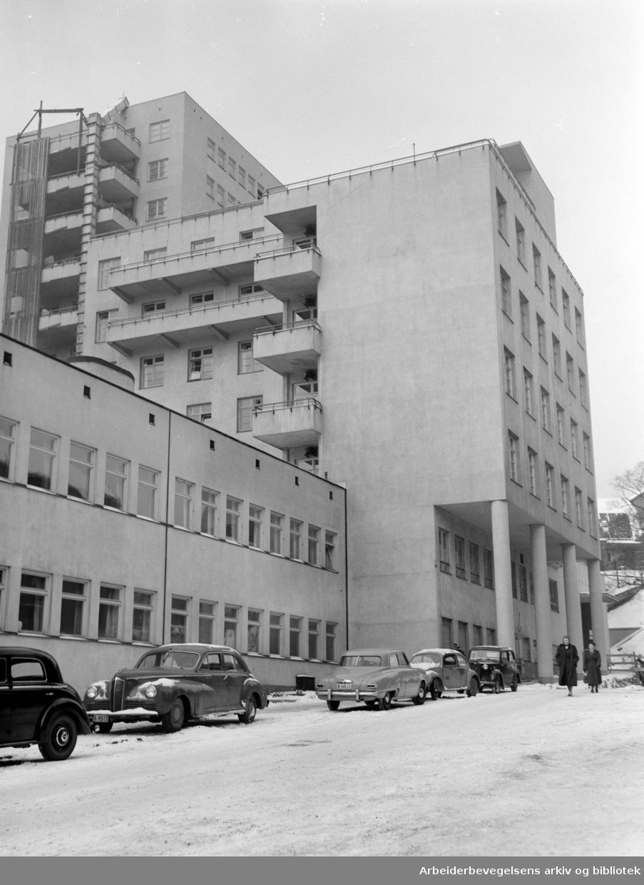 Rikshospitalet i Pilestredet. Januar 1952