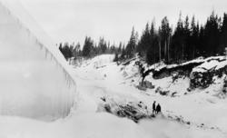 Vinterbilde fra det nye damløpet som ble bygd i elva Søndre 