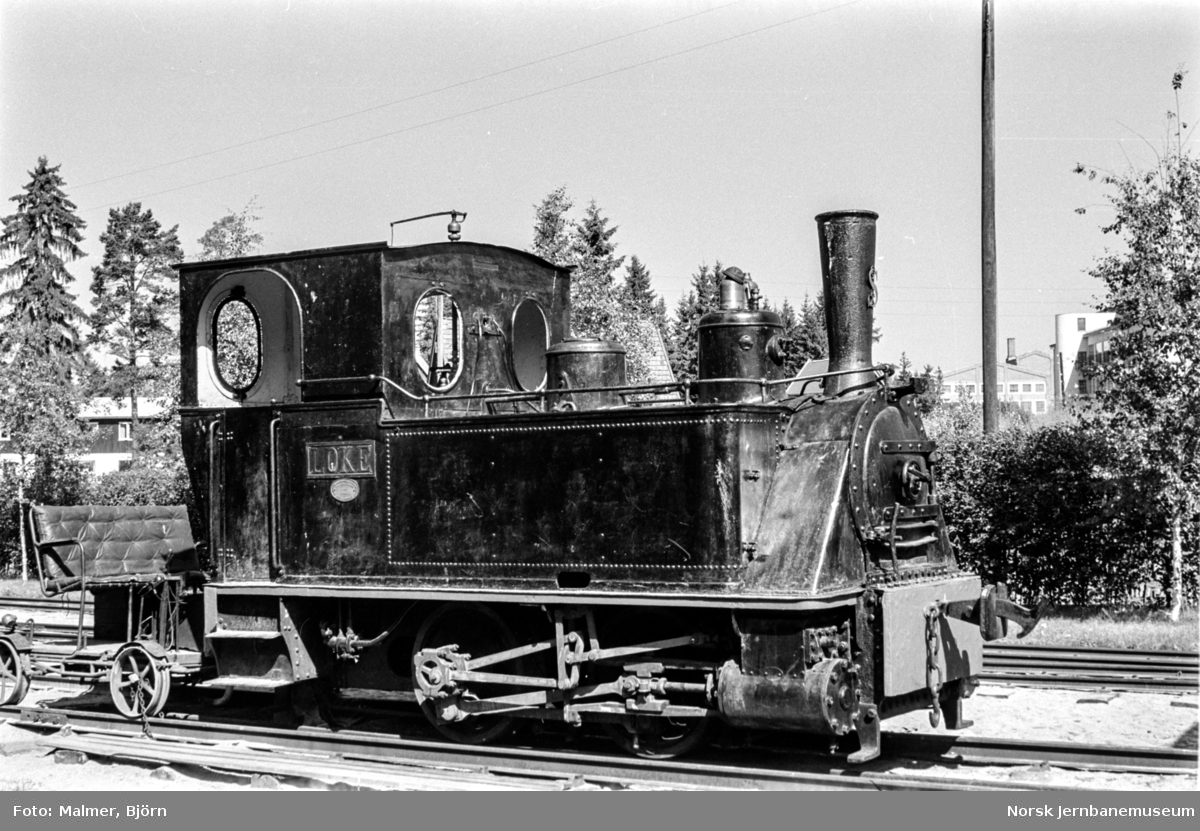 Damplokomotiv "LOKE" fra Sulitjelmabanen på Jernbanemuseet.