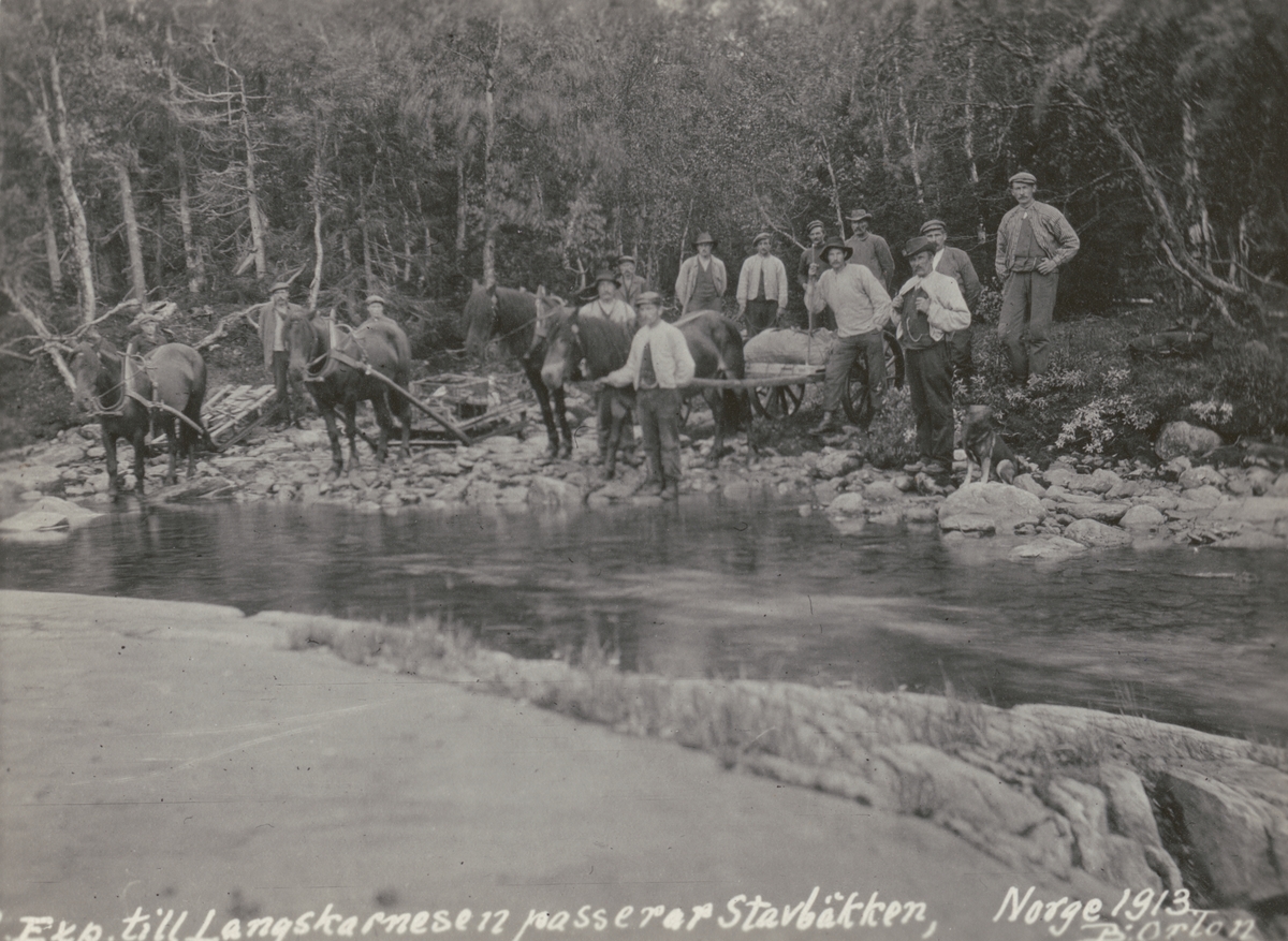 Expedition till Langskarnesen passer, Stavbäkken, Norge,1913.