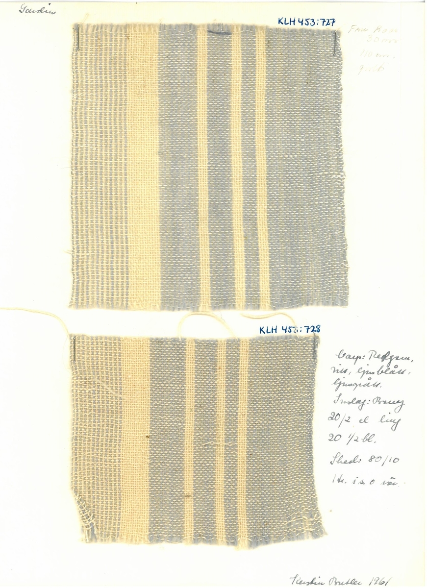 Pärm med vävprover till gardiner.
Formgivare: Kerstin Butler 1961-1969