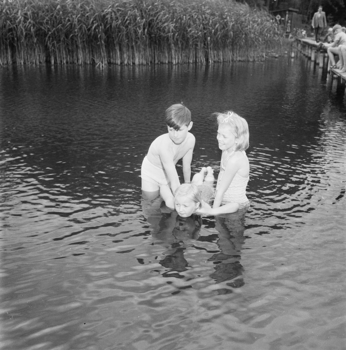 Simning, kurs i Vårdsätra,  Uppsala, juli 1950