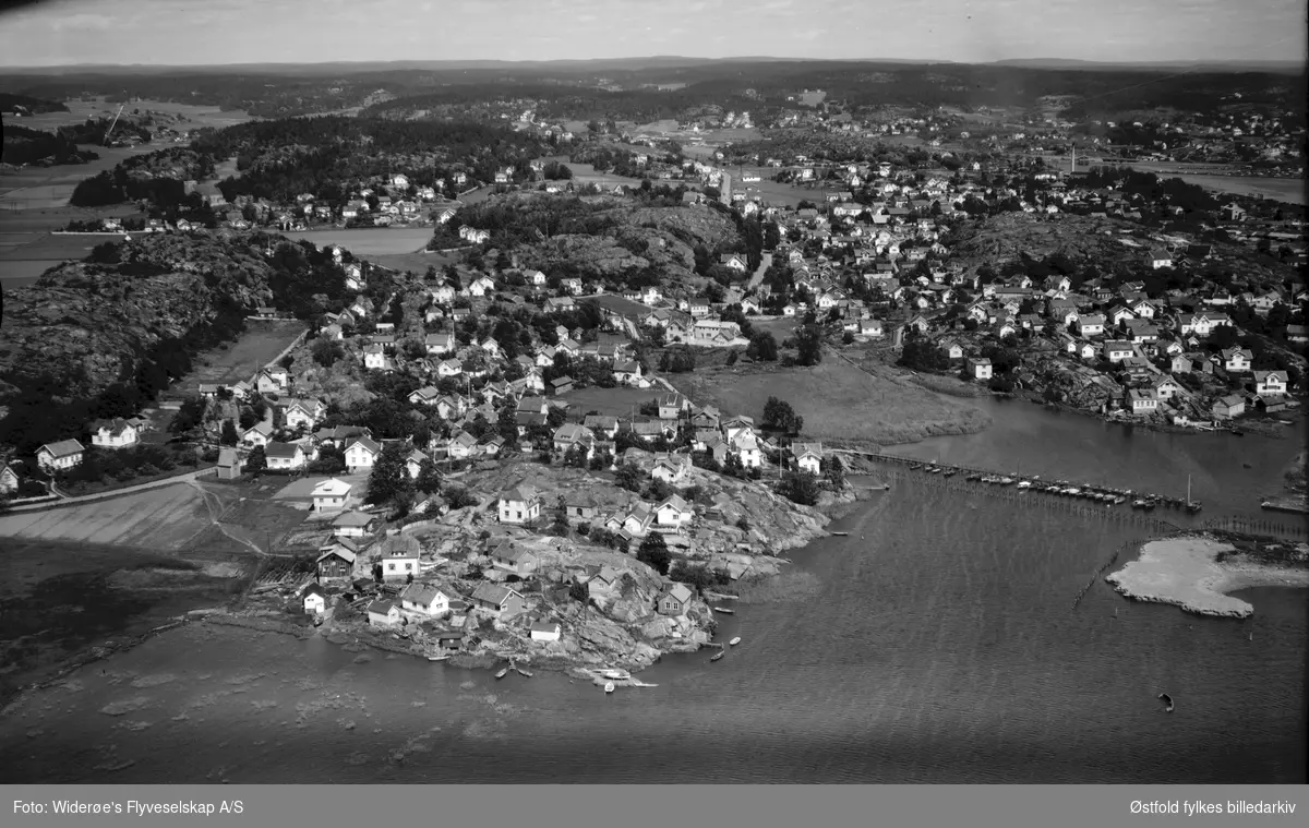 Oversiktsbilde fra Gressvik i Onsøy, flyfoto 1949.