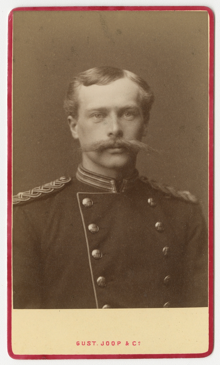 Porträtt av Fredrik Emil Pettersson, officer vid Bohusläns regemente I 17.

Se även bild AMA.0008304.