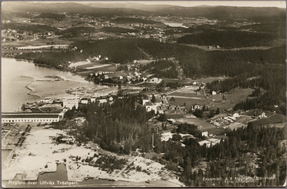 Flygfoto över Ulvviks träsliperi vid Älandsbro.