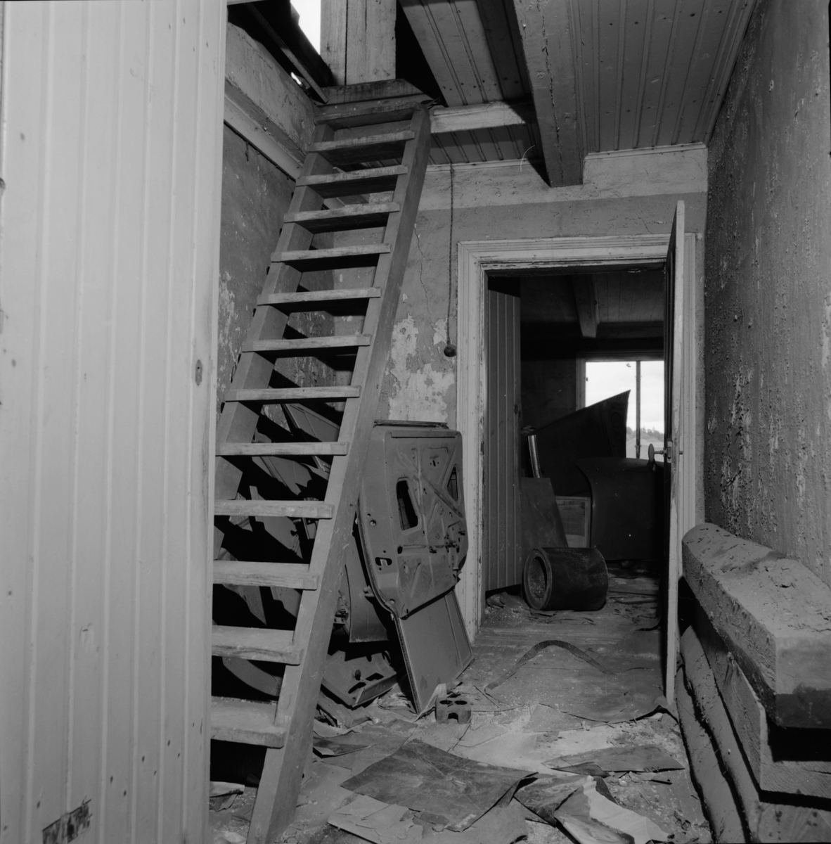 Innertrappa i bostadslängan Konstkarlsbyggningen, Dannemora Gruvor AB, Dannemora, Uppland 1992