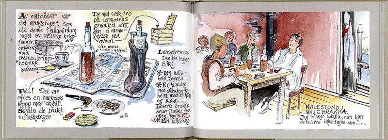 Sideoppslag fra boka "Med penn og pensel".