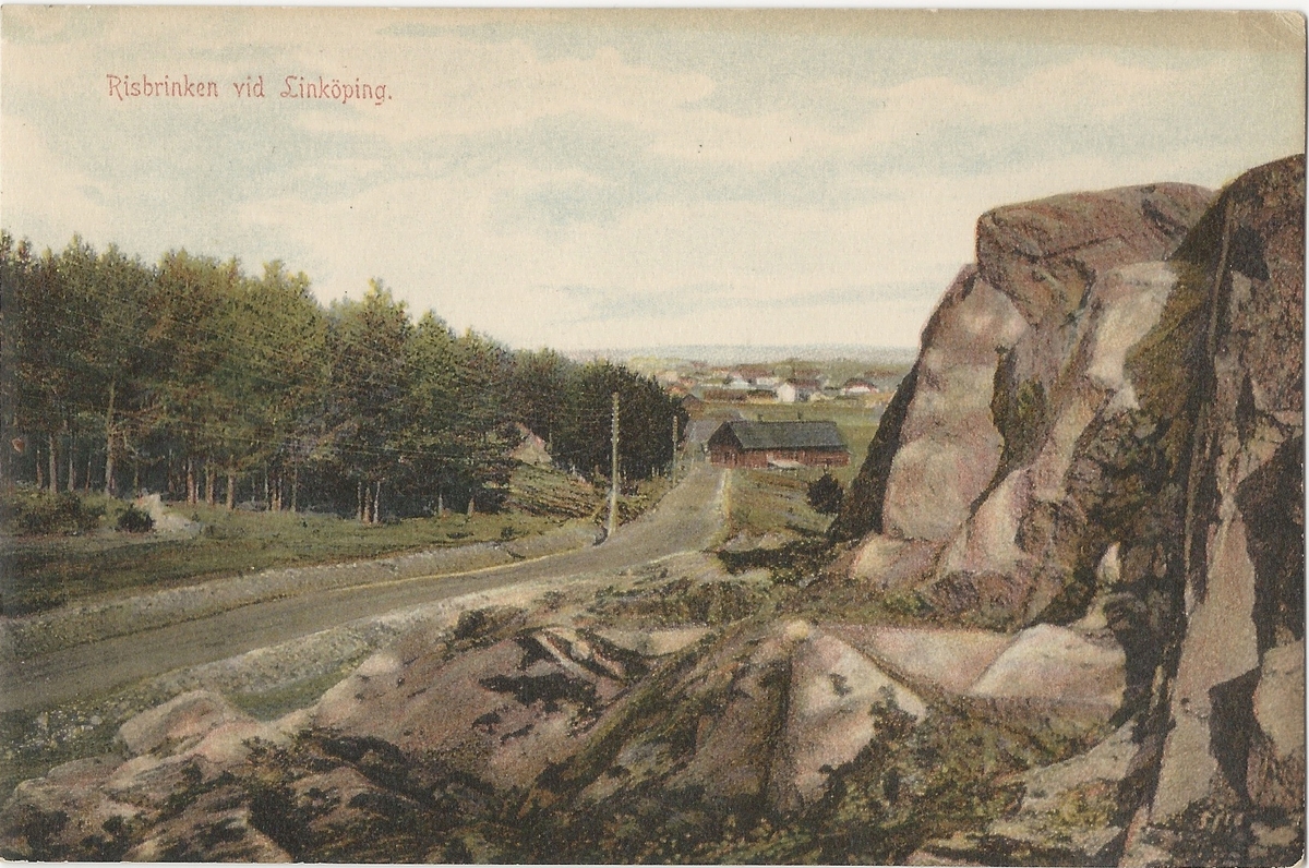 Vykort från  Linköping.
vy från Risbrinken, Risbrinksbacken, 
Poststämplat 8 april 1906