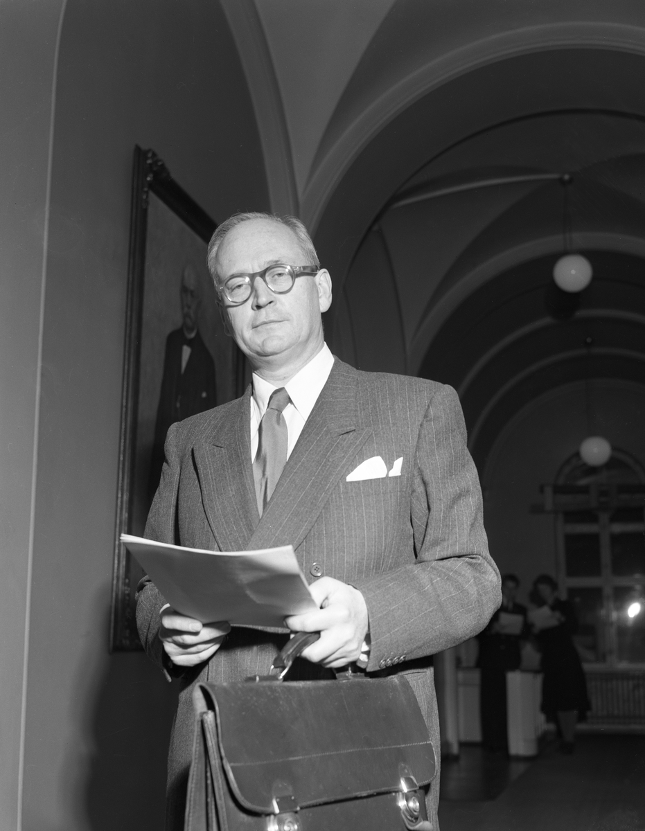 Utenriksminister Halvard Lange på Stortinget.