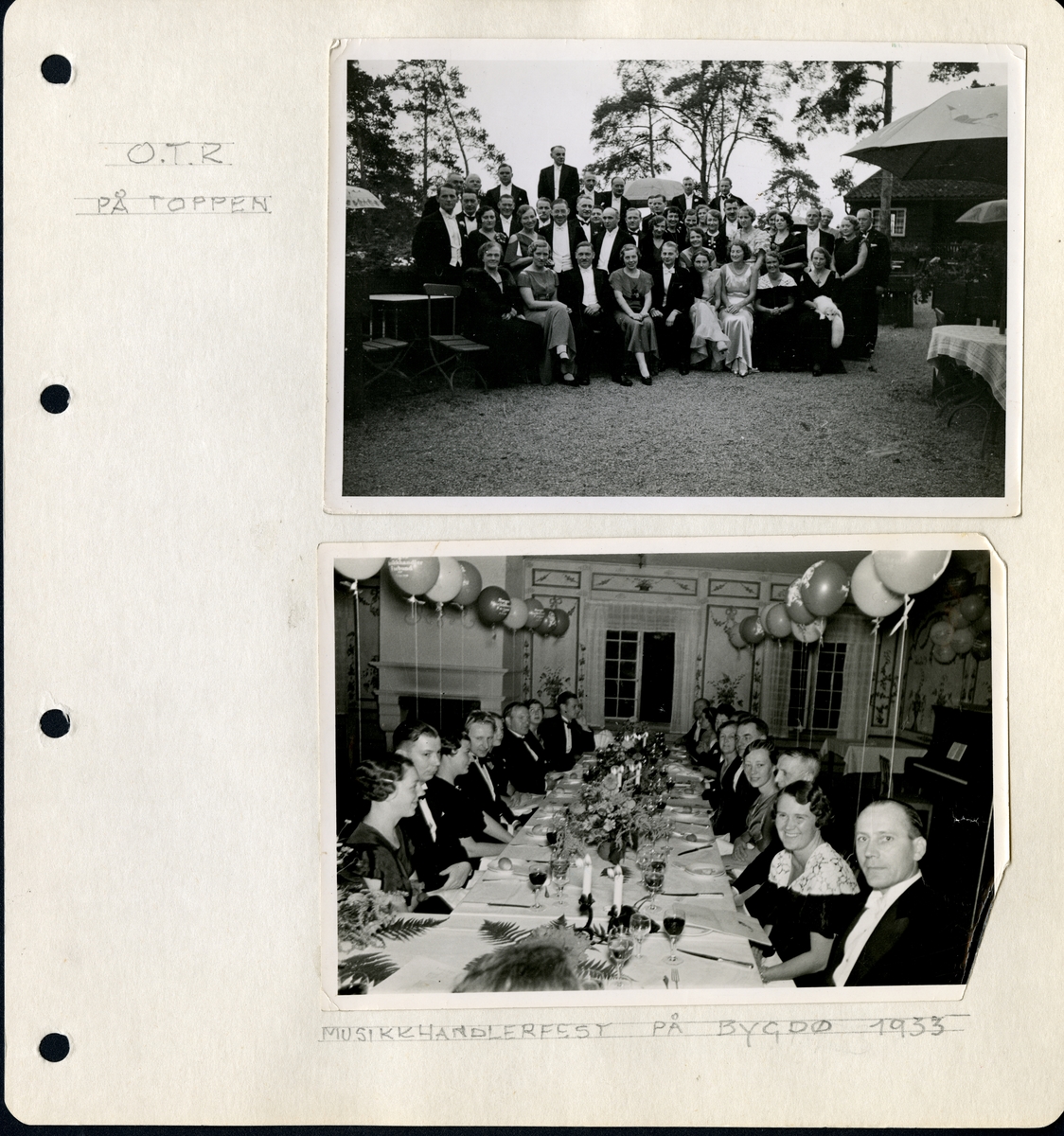 Fra familiealbum. Musikkhandlerfest på Bygdøy i 1933, og gruppen er samlet rundt festbordet.