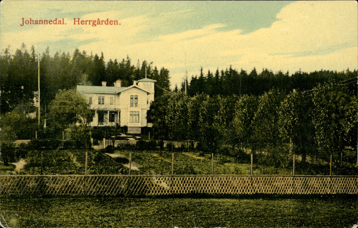 Vykort med motiv över Johannedals herrgård utanför Sundsvall.