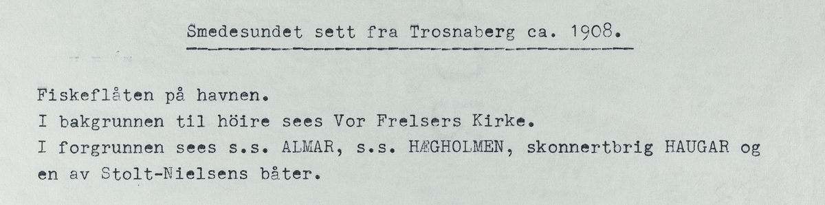 Smedasundet sett fra Trosnaberg, ca. 1908.