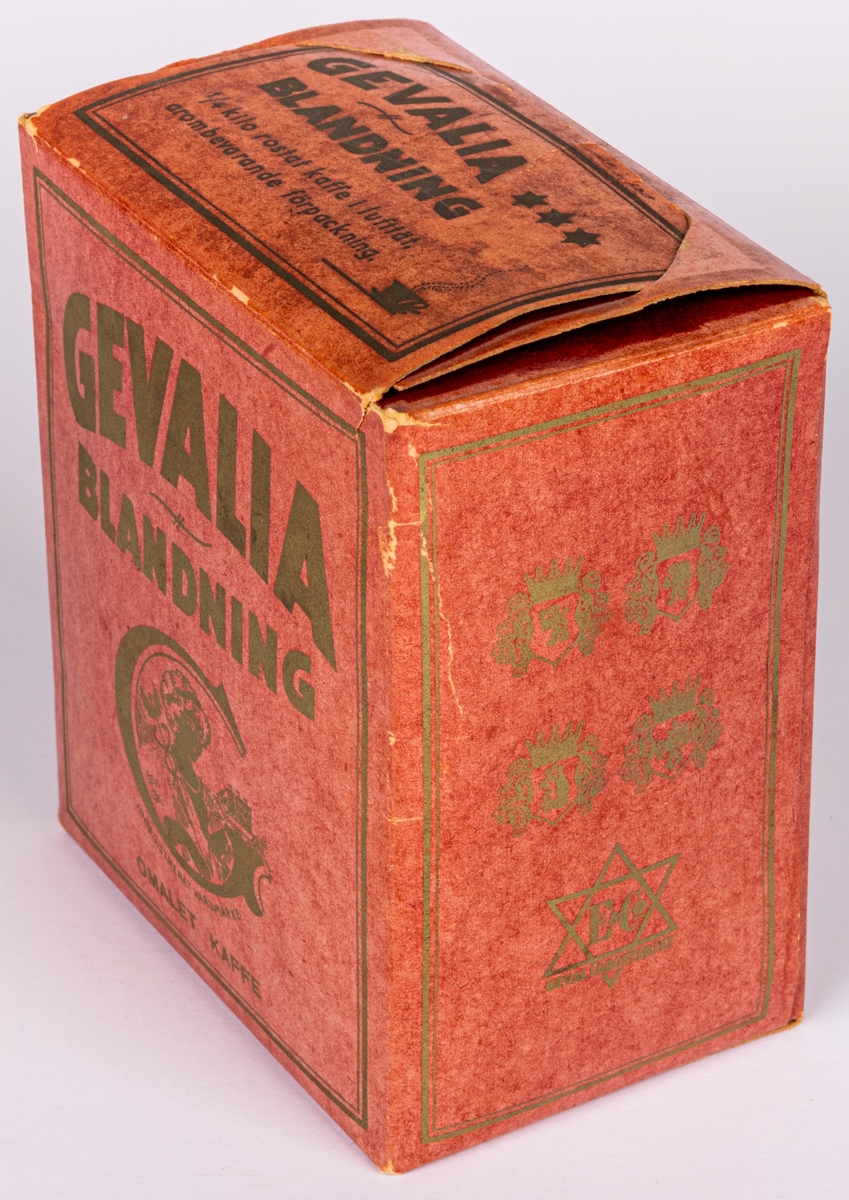 Kaffepaket Gevalia Blandning, Omalet kaffe.
Från Vict.Th.Engwall& co Kommanditbolag, Gefle.